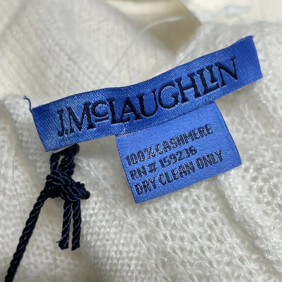 J.McLaughlin Women’s Ingrid Cashmere Poncho One Size Off White — Fringed Hem - Picture 5 of 7